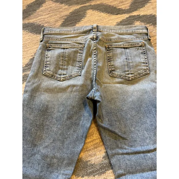 Rag & Bone JEAN Ankle Skinny Jeans Distressed Knee Rip Size 29 Light Wash - Image 4