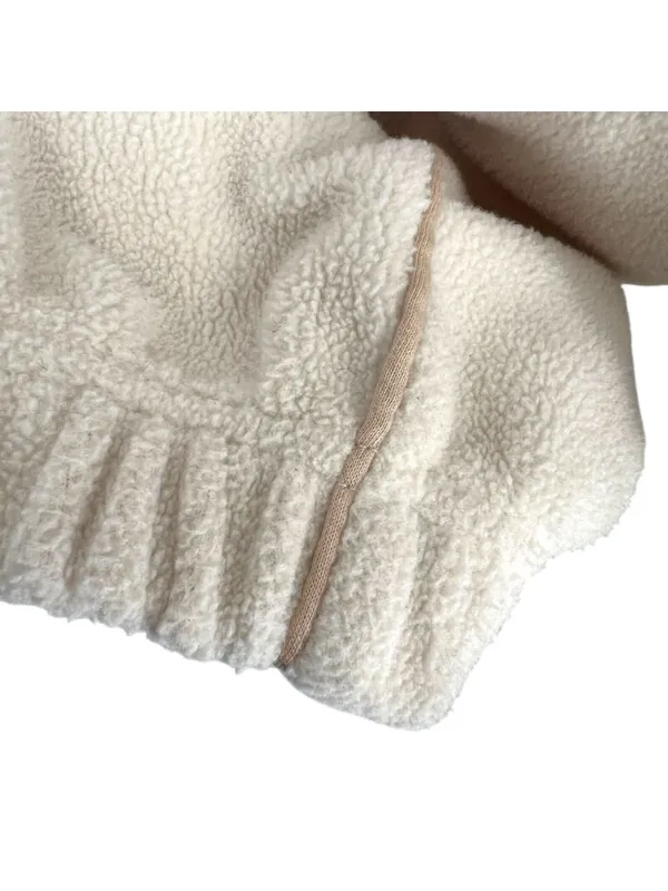 & Other Stories Fleece Full Zip Oversized Cozy Track Jacket Cream Size Small - Image 9