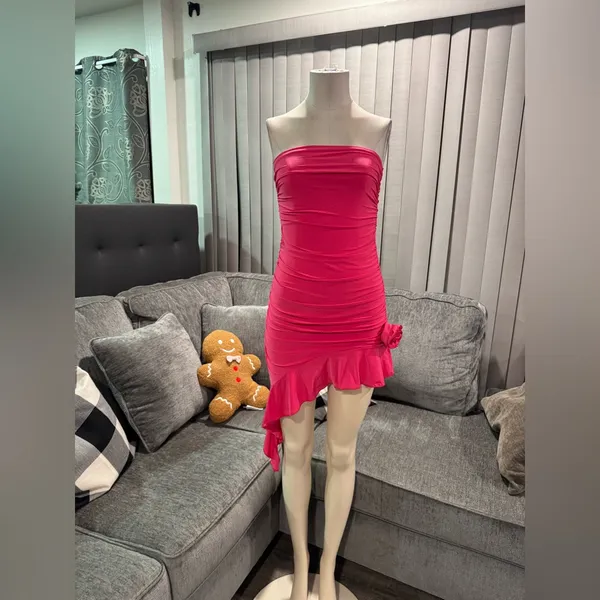🍒BUNDLE 2 ITEMS FOR $8✨ 🌸AMTIOUS wrap chest bodycon dress ✨ Pink Size M - Image 2