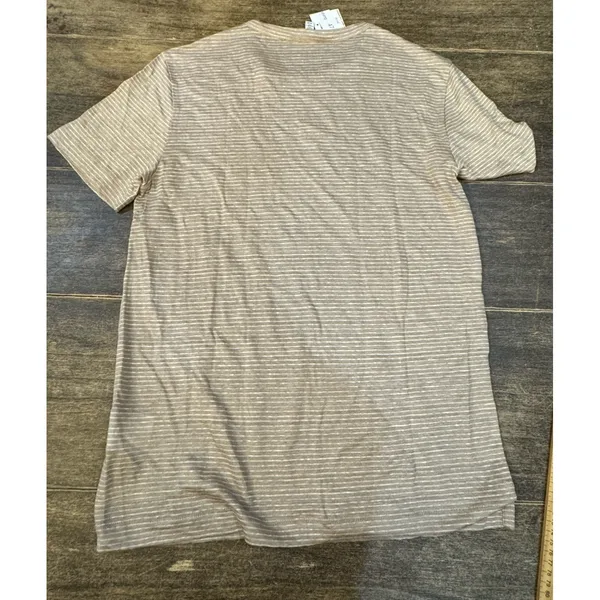 Club Monaco Short Sleeve Linen Tee Shirt Crewneck Casual Size Medium Striped - Image 7