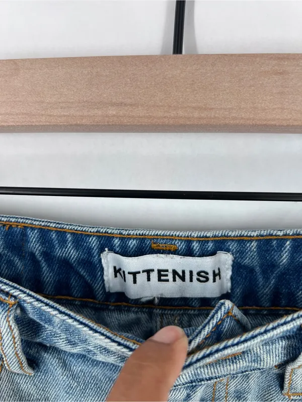 Kittenish Light Blue Distressed Cutoff Denim Mini Skirt Size S‎ - Image 4