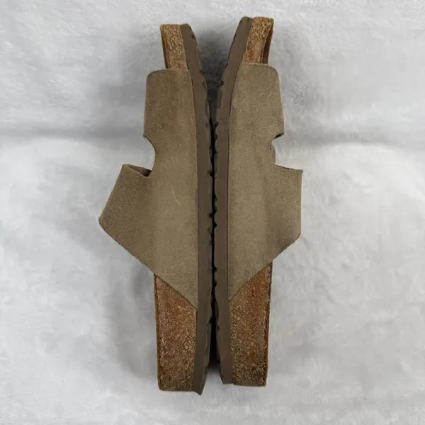 Naot Santa Barbara Suede Slide Sandals Taupe Tan Buckle Cork Footbed EU 39 US‎ 8 - Image 11