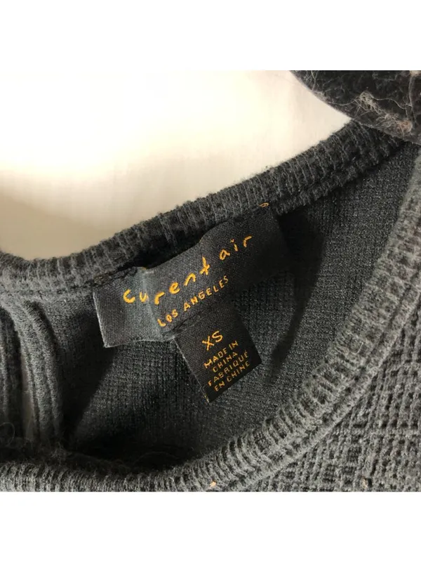 Current Air Black Textured Long Puff Sleeve Top XS Womens Cotton Blend - Image 3