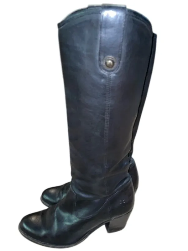 FRYE Jackie Button Leather Tall Boots Women's 8B Black Knee High 76575 - Image 4