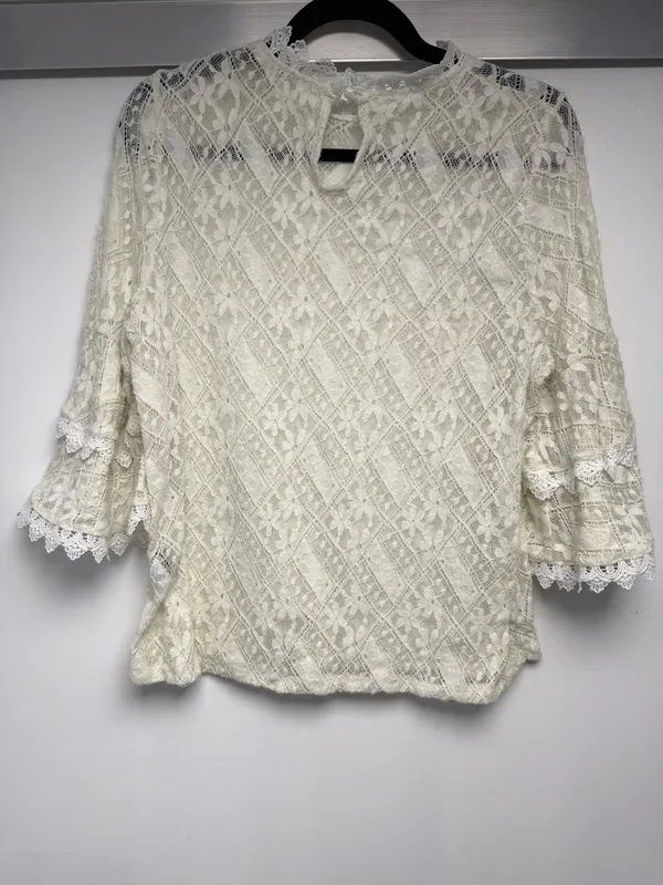 Women's Cream Lace Floral Blouse - Image 2