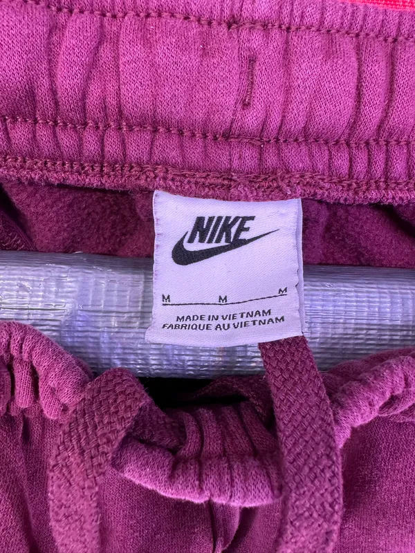 Nike Burgundy White Swoosh Sweatpants Size Medium - Image 6