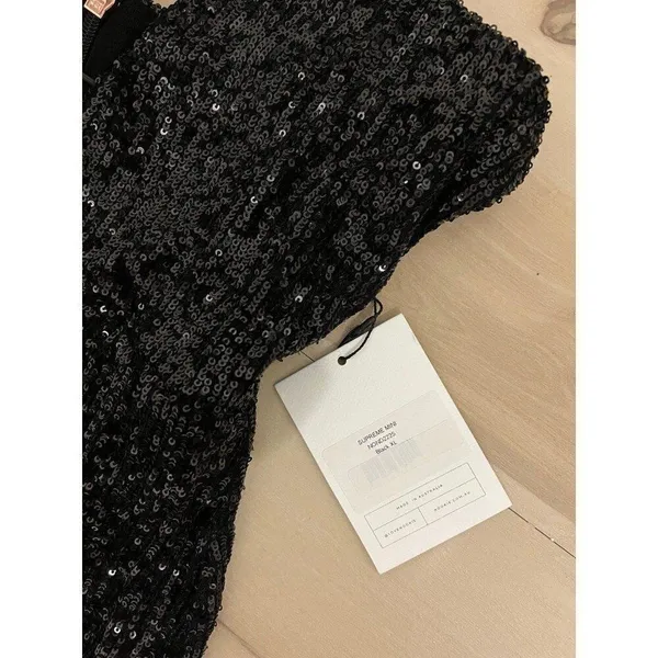 Nookie NWT Black Sequin Shimmer Supreme Bodycon Glam Party Night Out Mini Dress - Image 7