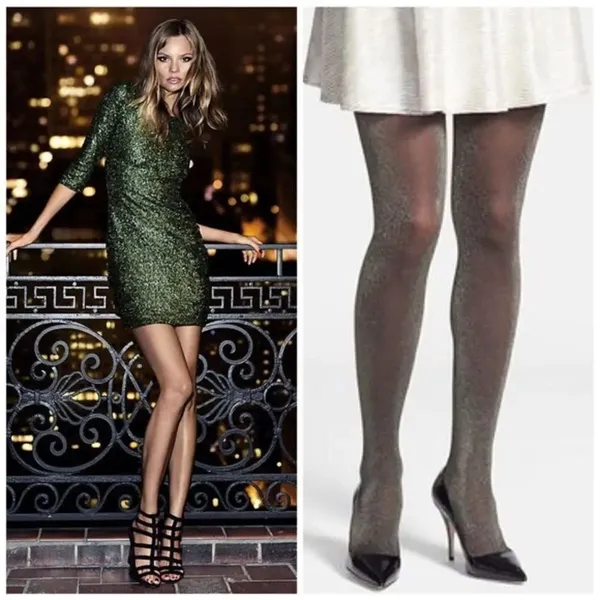 ✨HP✨Full Length Gold Embellished Black Tights✨ - Image 4