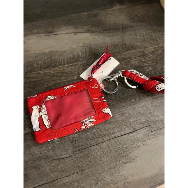 Vera Bradley Zip ID Case Beary Merry Red Polar Bear Wallet Keychain 14559-R90 - Image 3