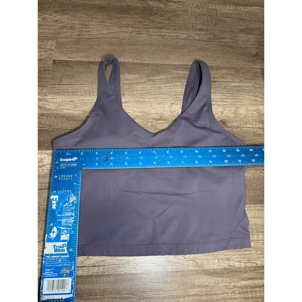 Dark Purple V-Neck‎ Longline Sports Bra Yoga Crop Top XS - Image 7