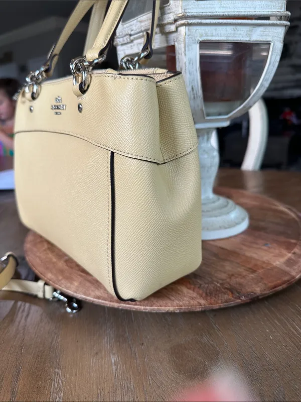 Coach Pebbled Leather Satchel Bag in Beige - Image 5