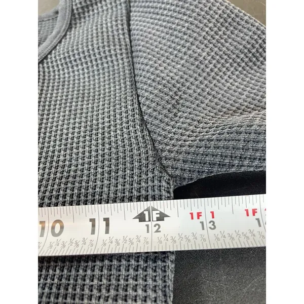 OFFLINE Aerie XS Main Squeeze Waffle Crop Top Gray Henley Long Sleeve Thumbholes - Image 10
