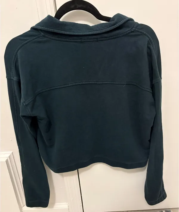 FLX Dark Green Quarter Zip Crop Top - Image 2