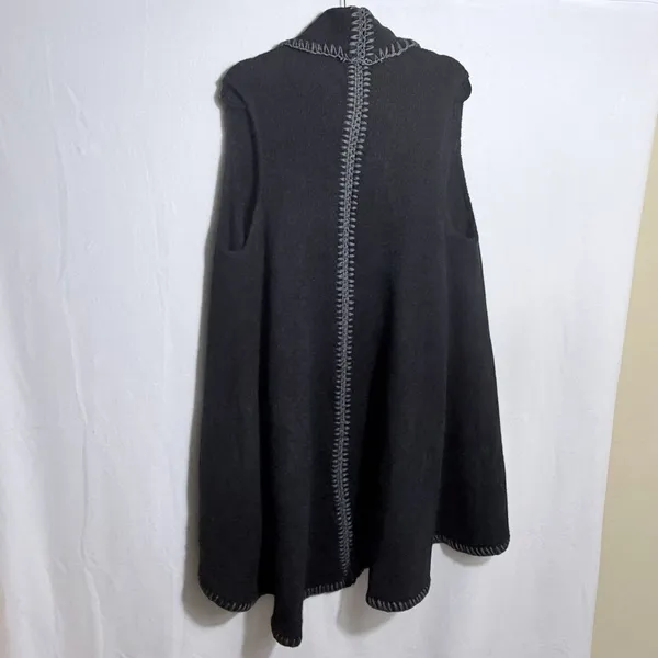 Alice + Olivia Black Long Open Front Wool Alpaca Blend Sweater Vest Size XS/S - Image 2