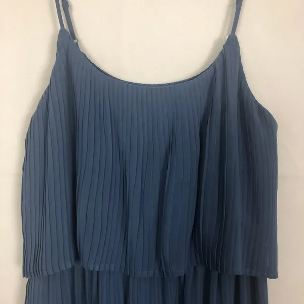 Lauren Conrad Maxi Blue Sleeveless Pleated Dress Size M - Image 4