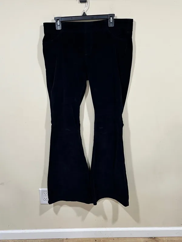 Free People Pull On Corduroy Flare Pants In Black Size 32 EUC - Image 9