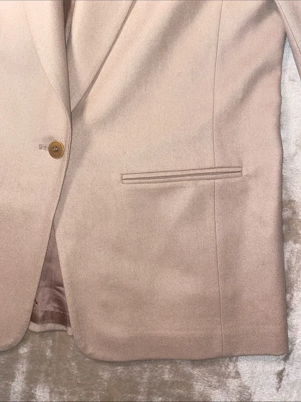 Vintage Pendleton Virgin Wool Beige Single-Button Tailored Blazer - Image 3