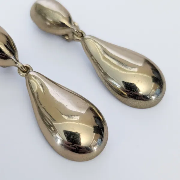Vintage Clip On Earrings Statement Gold Tone Dangle Chunky - Image 6