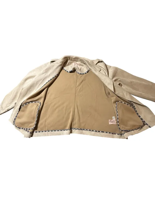 Philosophy Republic Faux Suede Moto Jacket XL Cream Tan Open Front Zip Pockets - Image 2