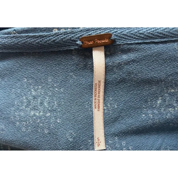 Free People Women's S Sydney Chambray Combo Bishop Sleeve‎ Top NWT Blue Stretch - Image 3