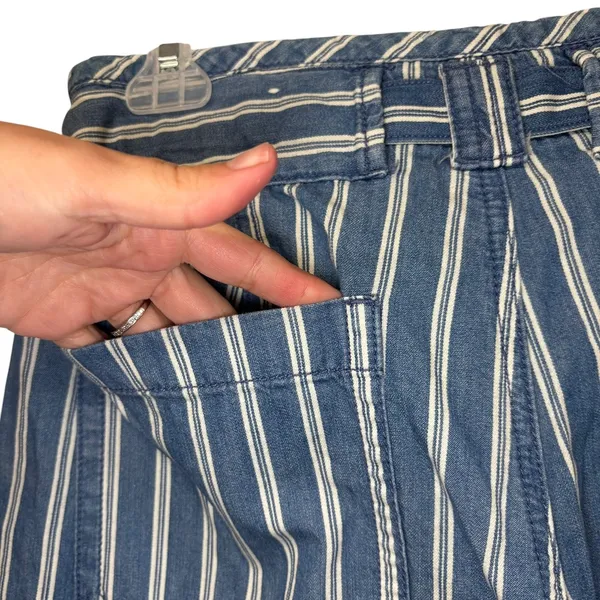 American Eagle Women's Striped Wide Leg Pants with Tie Belt High Waist Size‎ 6 - Image 4
