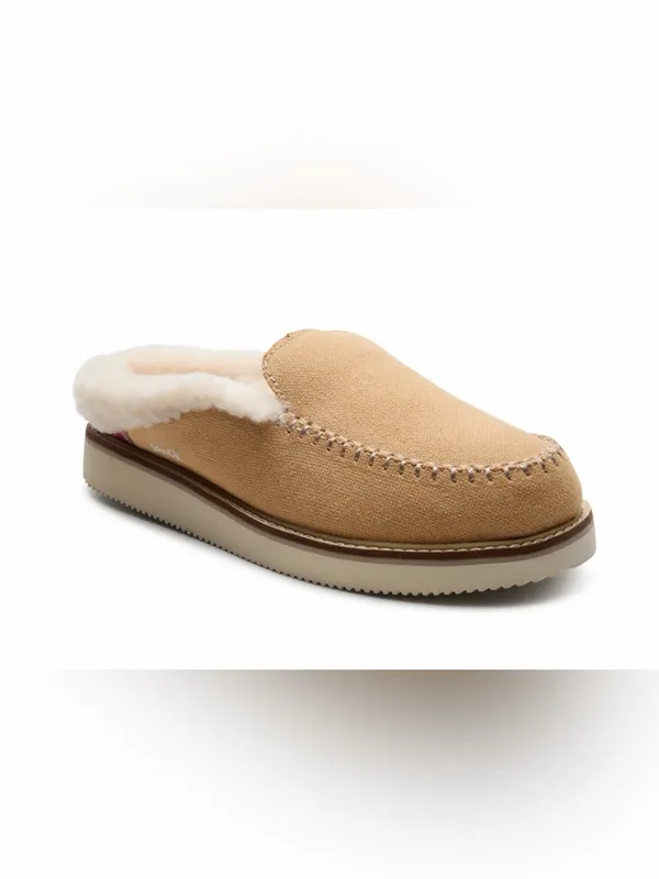 Sanuk Women's Tan Canvas Shearling-Lined Mules Size 6 - Image 6