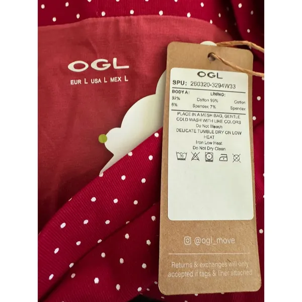 NWT OGL Stretch Cotton Polka Dot A-Line Flare Skirt Limited Ed Red Size Large - Image 6