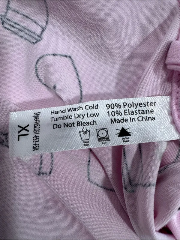 French Affair Coffee Lover Pink 3-Piece Pajama Lounge Set Robe Cami Shorts XL - Image 9