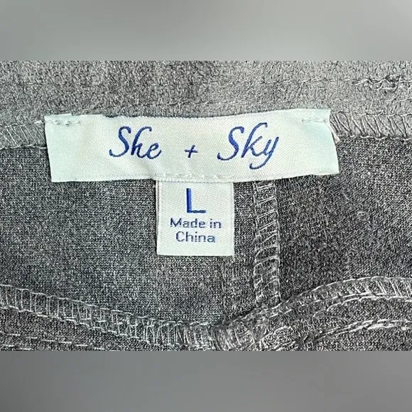 She + Sky Faux Suede Mini Skirt Womens Large‎ Blue Button Front A-Line Indie - Image 5
