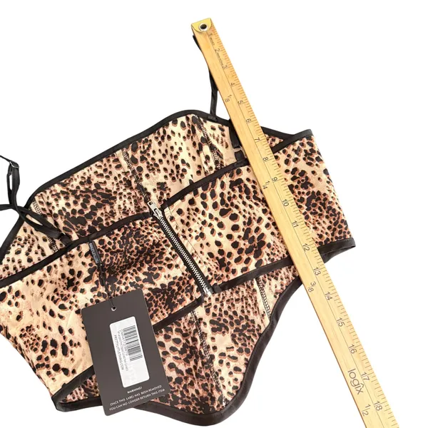 PLT Leopard Animal Print‎ Corset Top Brown Size 4 y2k Statement Maximalist NEW - Image 10