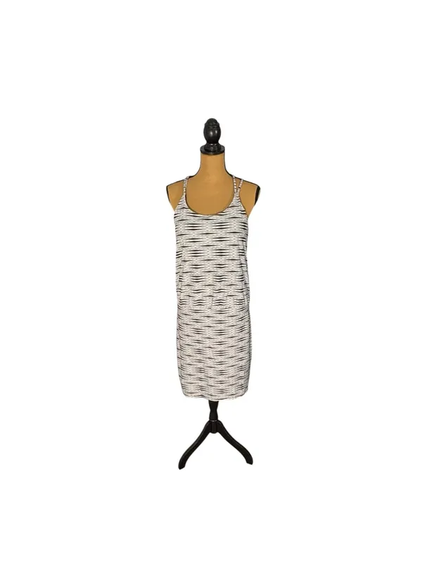 Athleta Ariel Venice Swim Dress Medium Black White Stripe Racerback UPF 50+ - Image 4