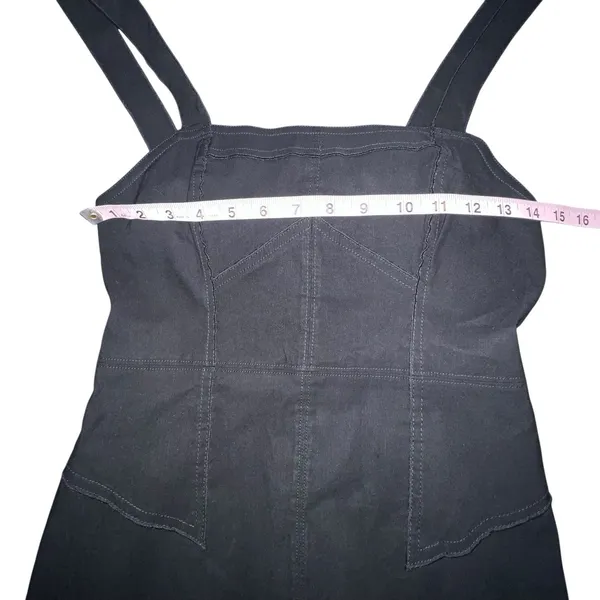 By Anthropologie Squareneck Slim‎ Mini Dress Sleeveless Black Linen Blend Size 4 - Image 5
