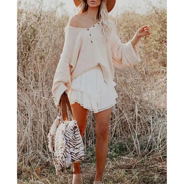 NWT White Flowy Shorts Women Boho Ruffle Tiered Skort Crochet Lace Mini XS - Image 3