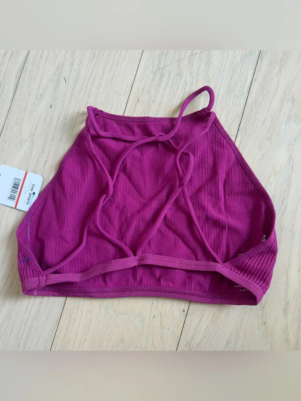 Free People High Neck Strappy Back Bralette in Pink / Purple NWT - Image 4
