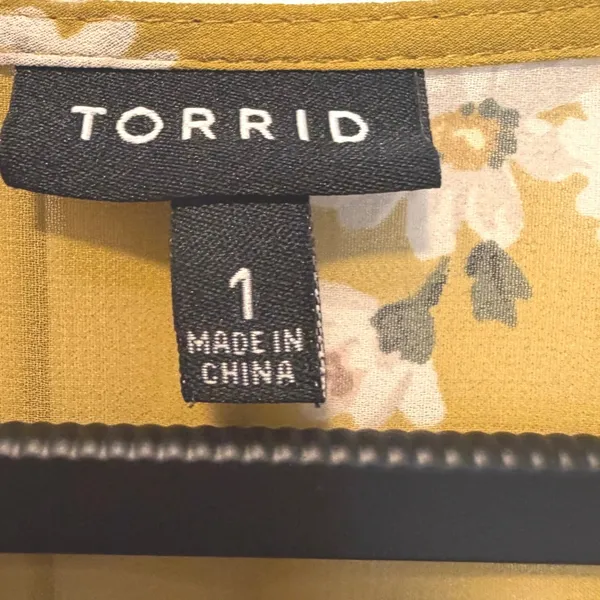 Torrid Floral Chiffon High Low Maxi Dress Flutter Sleeve Gold Size 1 1X No Slip - Image 3