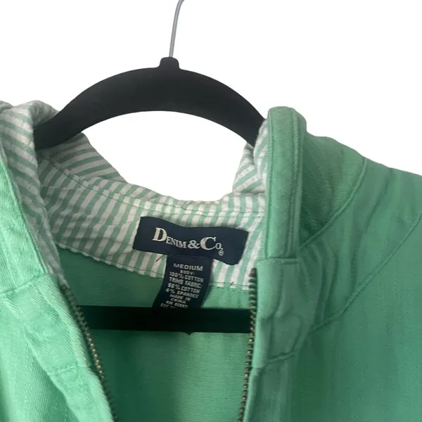 Denim & CO Women's Size Medium Kelly Green Western Chore Coat‎ Jacket - Image 4
