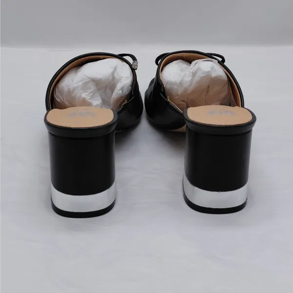 G.C. Shoes Adison Black Block Heel Mules Sz 8 Open Toe Slip On Sandal Chic Shoes - Image 9