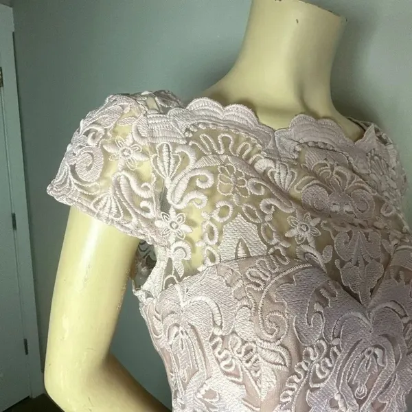 Chi Chi London Lace Premium Lace Midi Prom Dress With Bardot Neck In Mink - Image 10