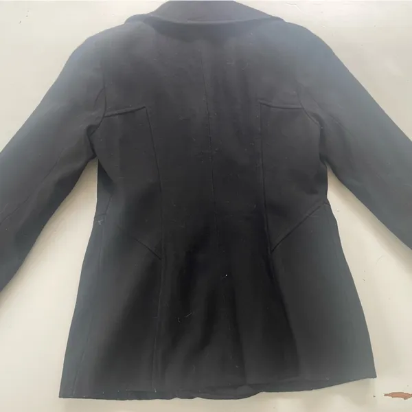 Guess Black Wool Peacoat Double Breasted Classic Preppy Size Small - Image 5