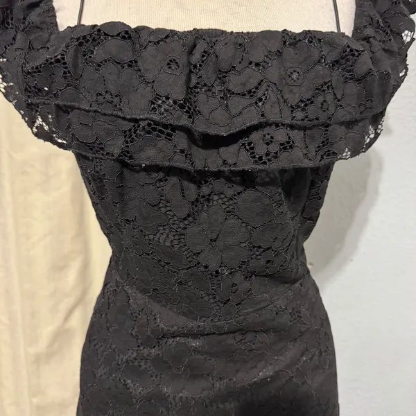 TOBI Black Lace Ruffle Off the‎ Shoulder Mini Whimsigoth Dress XL Dark Romantic - Image 3