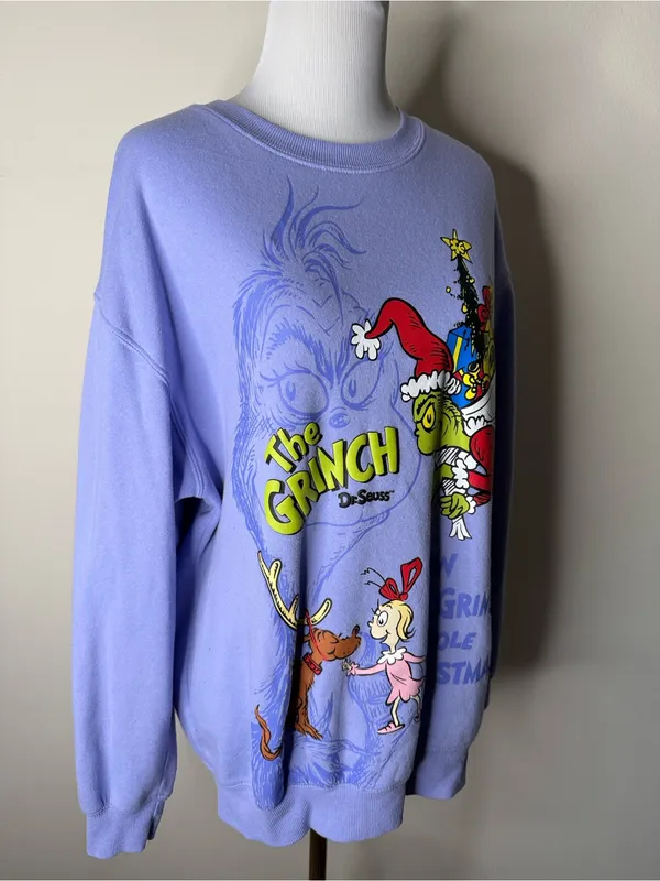 The Grinch Dr. Seuss Purple Christmas Themed Sweatshirt - Image 2