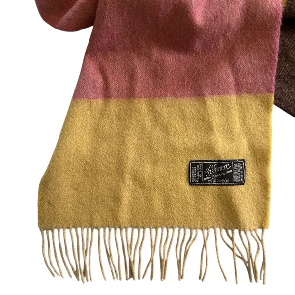 Vintage Cashmere Angora Wool Chunky Fringe Scarf Chocolate Brown - Image 2