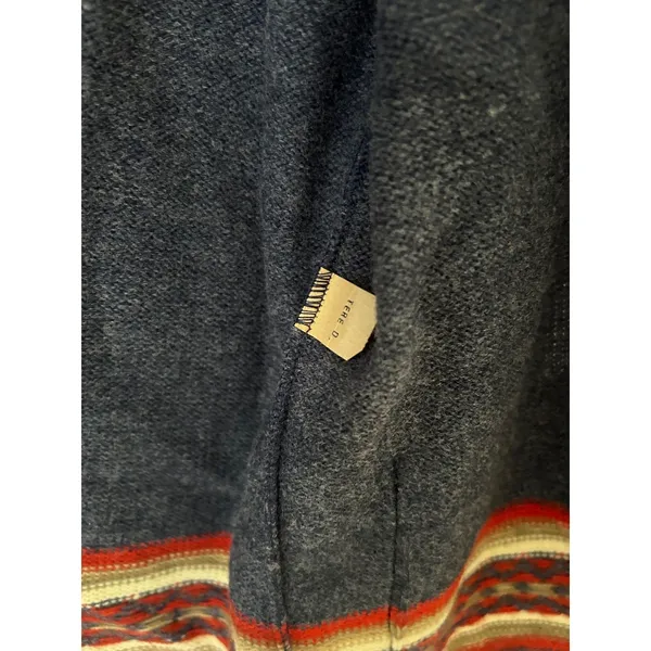 Mademoiselle Knitwear Vintage Nordic Fair Isle Wrap Belted Cardigan Sweater Blue - Image 4