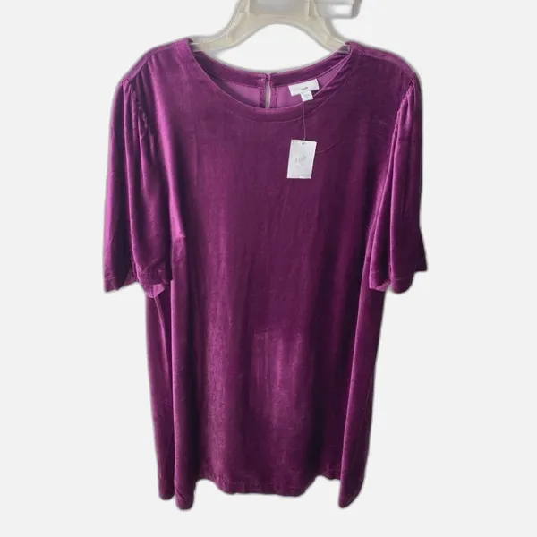 NWT J.Jill Velvet Shift Dress XL Jewel Purple Elbow Puff Sleeve Cocktail Holiday - Image 5