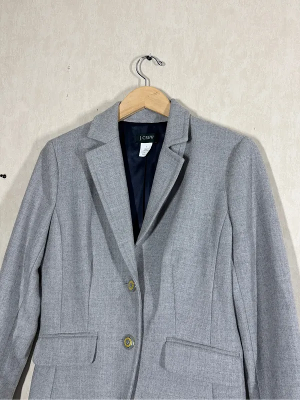 J. Crew Women’s 100% Wool Blazer Jacket Two Button Tailored in Gray 8 - Image 2