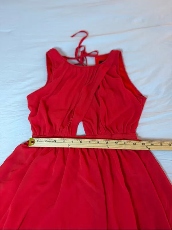Foreign Exchange Red Chiffon Fit-and-Flare Dress‎ - Image 5