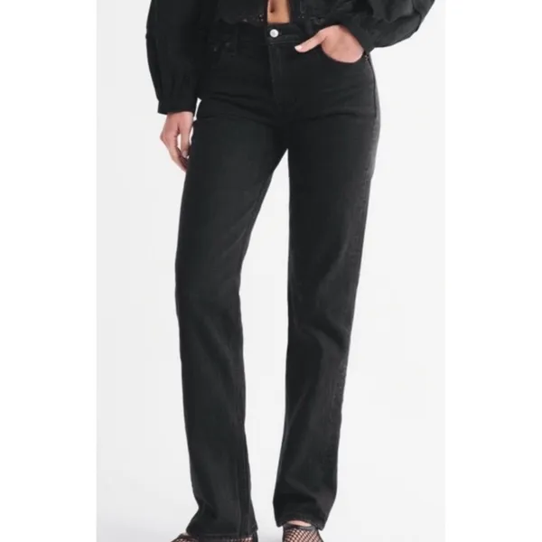 Abercrombie & Fitch Curve Love Women's 27 Black Mid Rise 90s Straight Jeans - Image 7