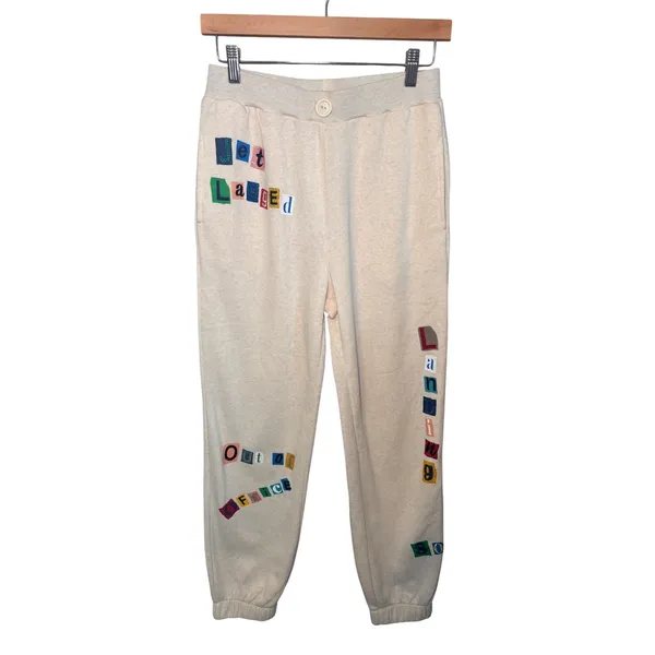 Vintage Havana Sweatpants S‎ Oatmeal Graphic Streetwear Joggers Y2K Patches - Image 2