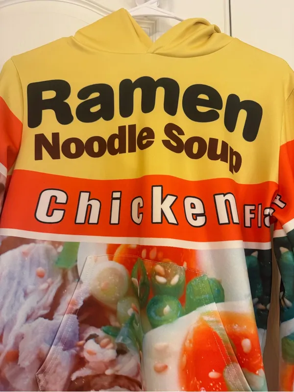 Ramen Noodle Soup Chicken Flavor Graphic Hoodie - Yellow/Orange - Image 2