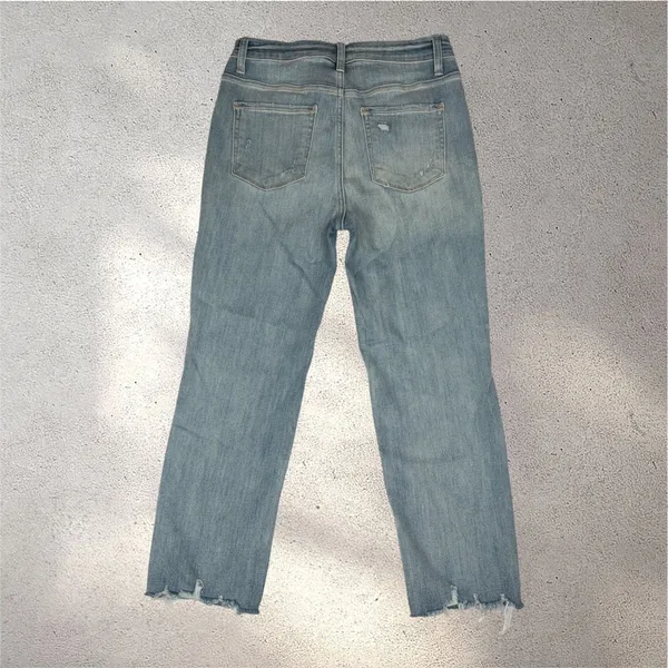 Flying Monkey Distressed Straight Leg Jeans Women's 30 High Rise Raw Hem euc - Image 2